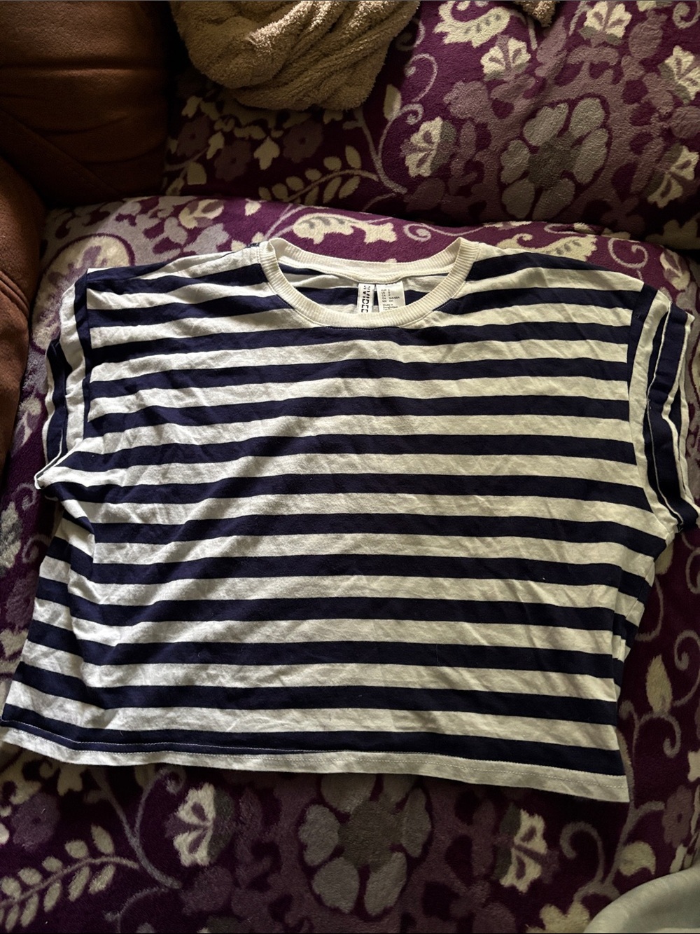 Striped Crewneck Kids Top - Navy & White